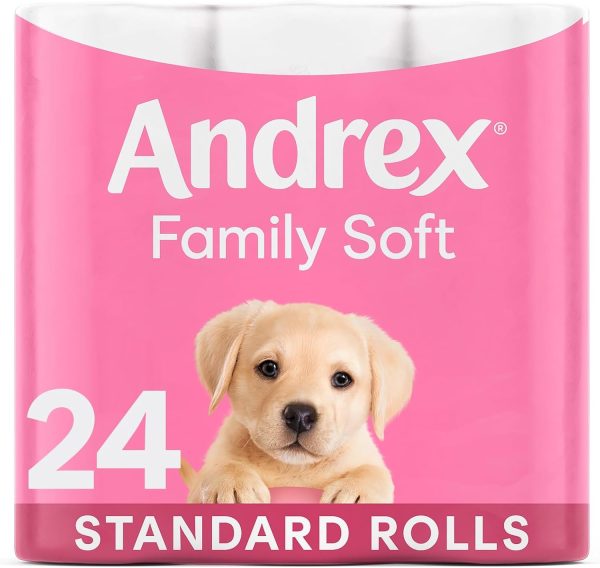 Andrex Family Soft Toilet Paper 24 Rolls (Previously Andrex Gentle Clean) Gentle on your Family’s skin– Pack of 24 Toilet Rolls, FSC Certified