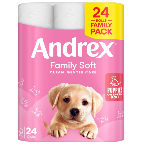 Andrex Family Soft Toilet Paper 24 Rolls (Previously Andrex Gentle Clean) Gentle on your Family’s skin– Pack of 24 Toilet Rolls, FSC Certified - Image 3