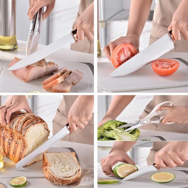 19 Piece Silicone Kitchenware Utensil Set Silicone Kitchen Utensils Set Heat Resistant Non-stick Cooking Tool with Wooden Handles Silicone Cookware Set BPA Free,19pcs - Image 3