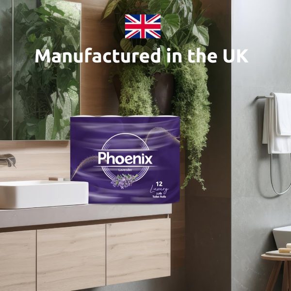 12 Phoenix Soft Lavender Fragranced Luxury Toilet Rolls Bulk Buy – Quilted White 3 Ply Toilet Paper – Pack of 12 Toilet Tissue (60 Quilted Rolls) - Image 4