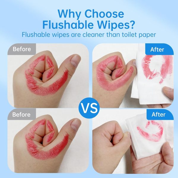 MATERN’ELLA Flushable Wipes, Unscented Adult Wet Wipes with Dandelion & Aloe Vera, Personal Cleansing Toilet Wipes 100% Plant Based Fibers Soft and Septic Sewer Safe 320 Wipes (8 Packs of 40) - Image 4