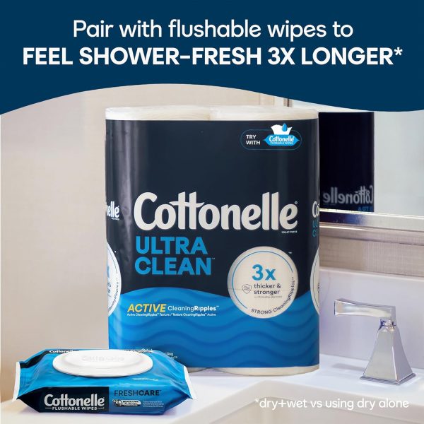 Cottonelle Ultra Clean Toilet Paper with Active CleaningRipples Texture, 32 Family Mega Rolls (32 Family Mega Rolls = 176 Regular Rolls) (8 Packs of 4), 353 Sheets Per Roll, Packaging May Vary - Image 4