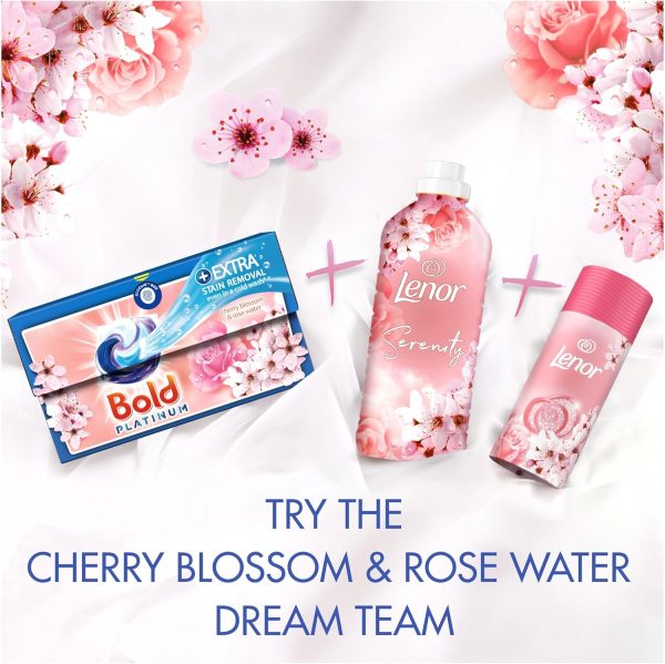 Bold Platinum PODS® Washing Liquid Laundry Detergent Capsules 104 Washes (52×2), Cherry Blossom & Rose Water, Extra Stain Femoval, With Built-In Lenor Softener - Image 5
