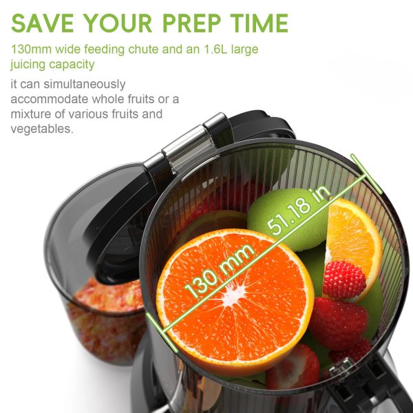 BioloMix Cold Press Juicer,with 130mm Feed Chute,Fit Whole Fruits & Vegetables,High Juice Yield,BPA FREE Slow Masticating Juicer - Image 5